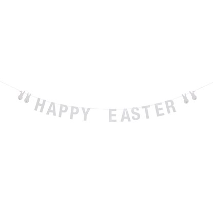 Papírová girlanda Happy Easter bílá_0