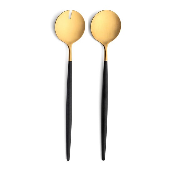 Příbor na salát GOA zlatý / černá rukojeť_0