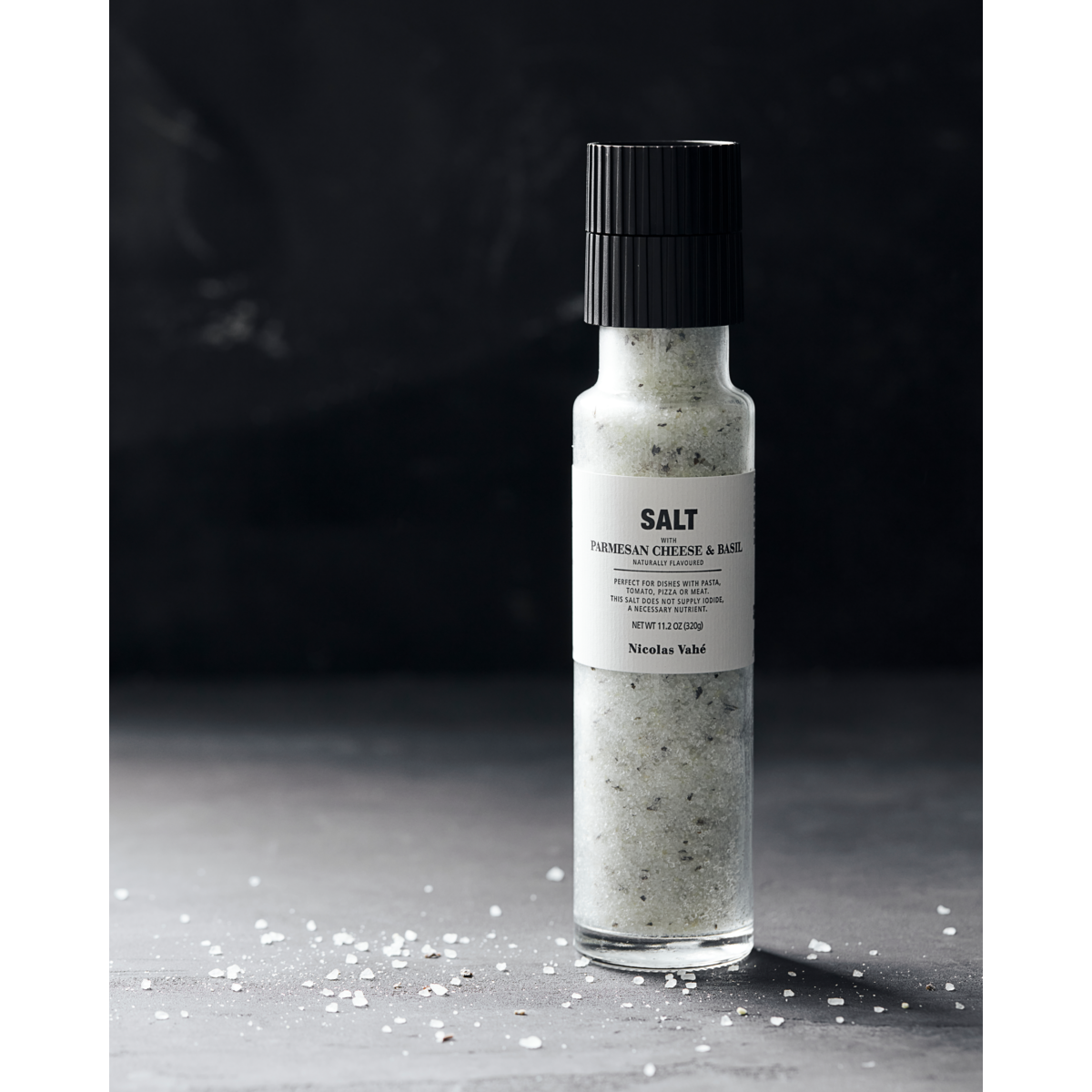 Sůl PARMESAN & BASIL s parmezánem a bazalkou s mlýnkem Nicolas Vahé 320g_1