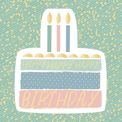 Malé přání s obálkou 8x8 cm Birthday cake 3D_0