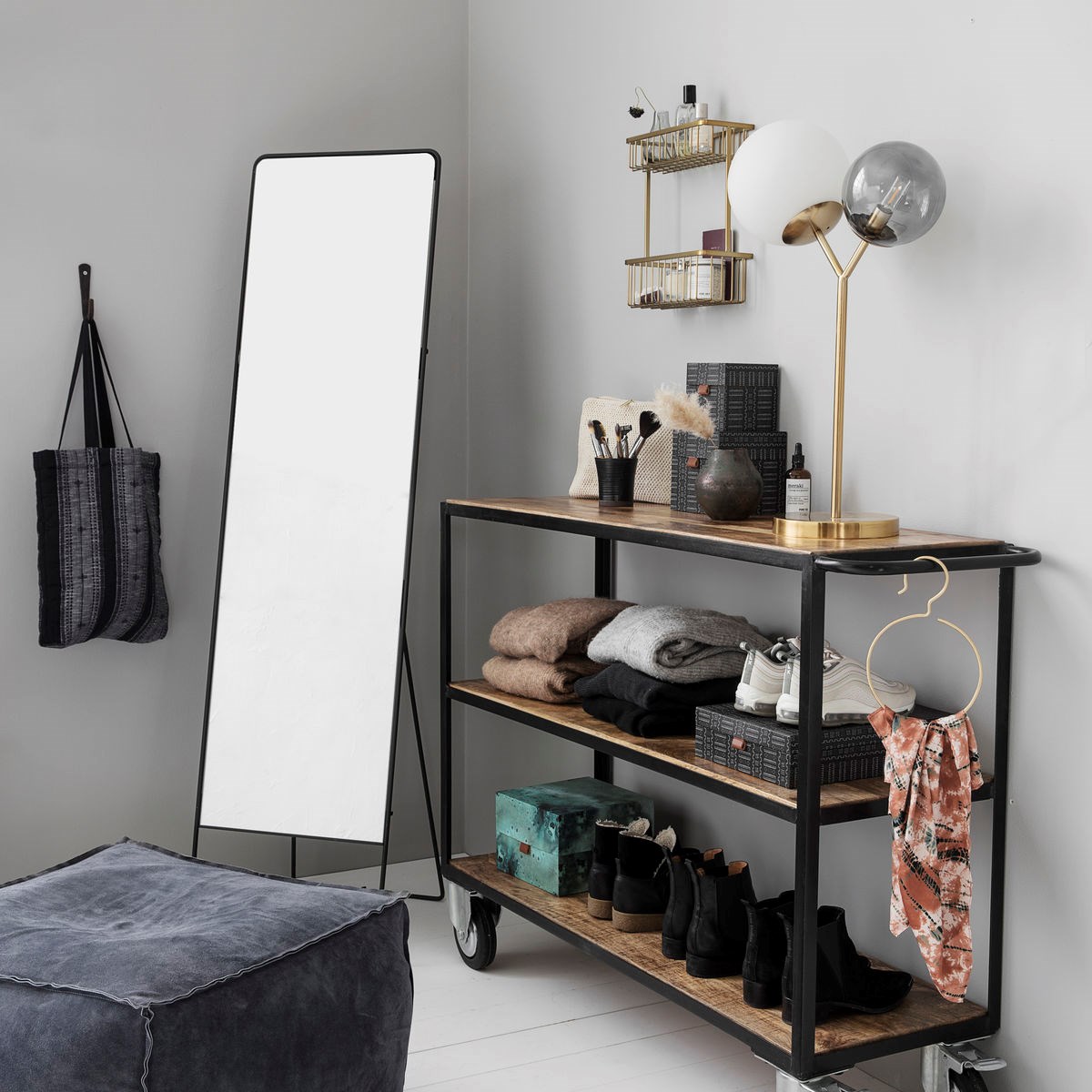 Pojízdná police/knihovna V.98cm přírodní_0