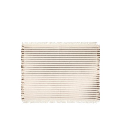 Bavlněné prostírání Broste ELOUISE 41x32cm bílé-hnědý proužek_0