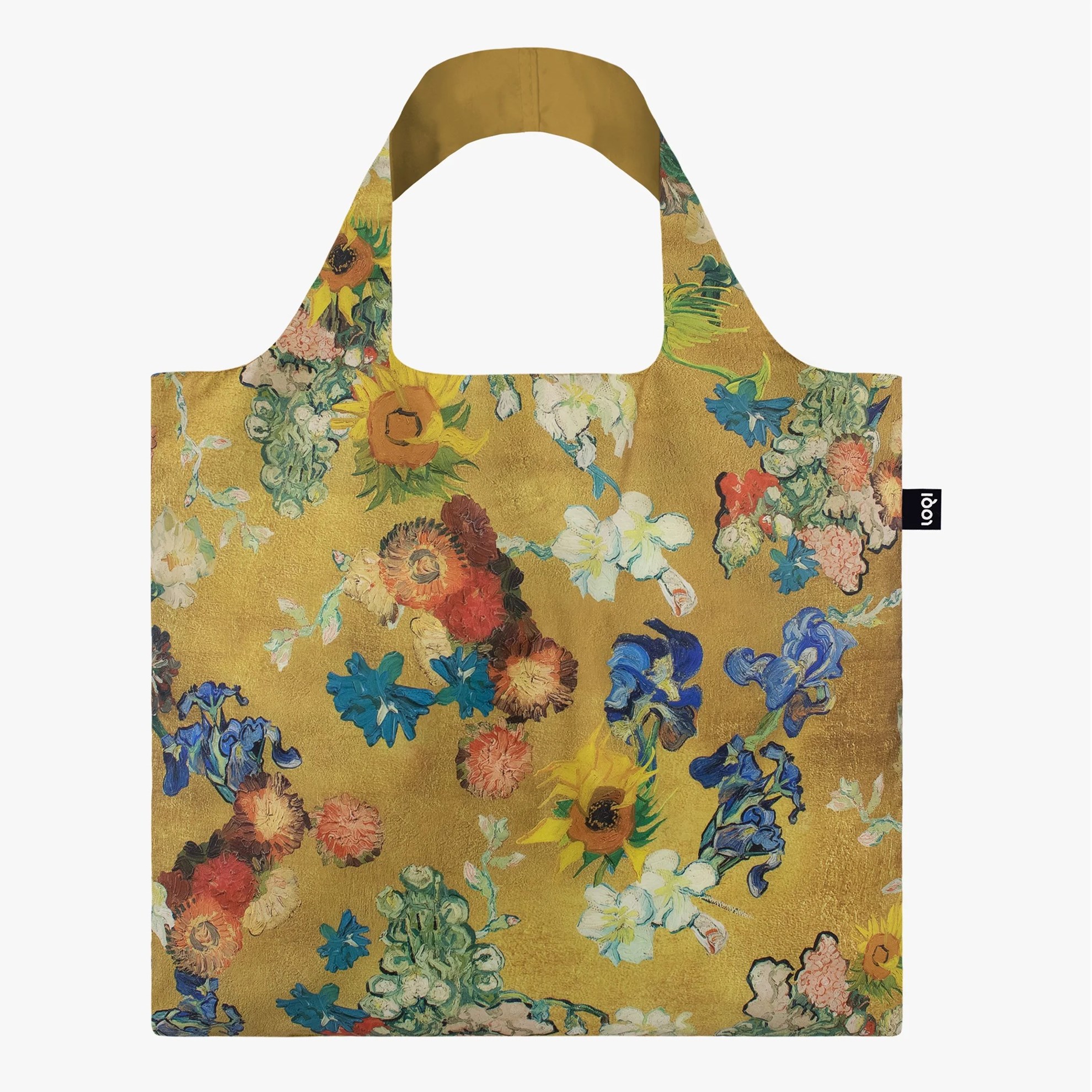 LOQI skládací taška - Museum - VGM 50th / Flower Pattern, Gold - VAN GOGH_1
