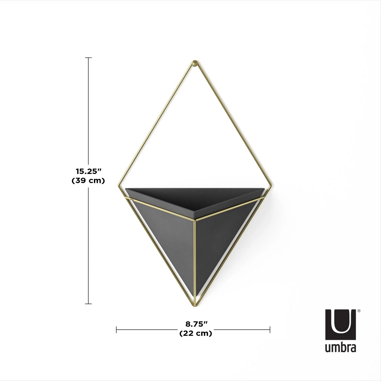 Květináč na stěnu TRIGG velký černá mosazná_3