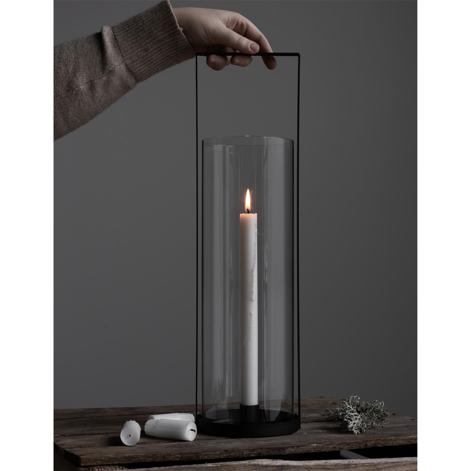 Skleněná lucerna v kovovém stojanu KVARNVIK L 15x50cm černá_0