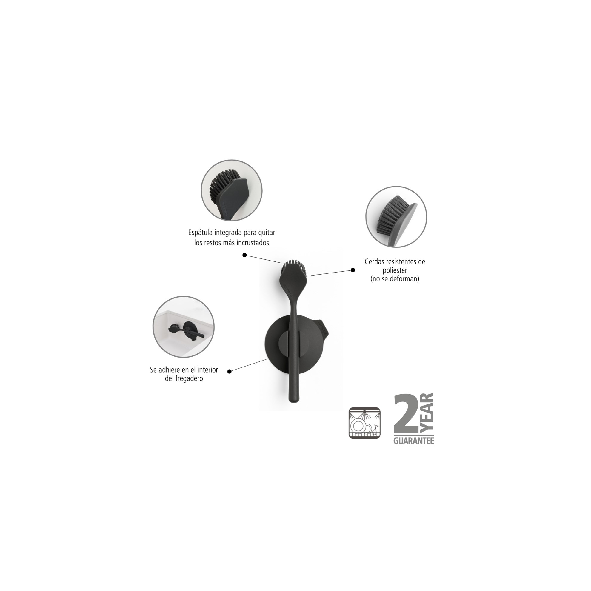 Kartáč na nádobí s držákem Brabantia D.23,5cm šedý_5