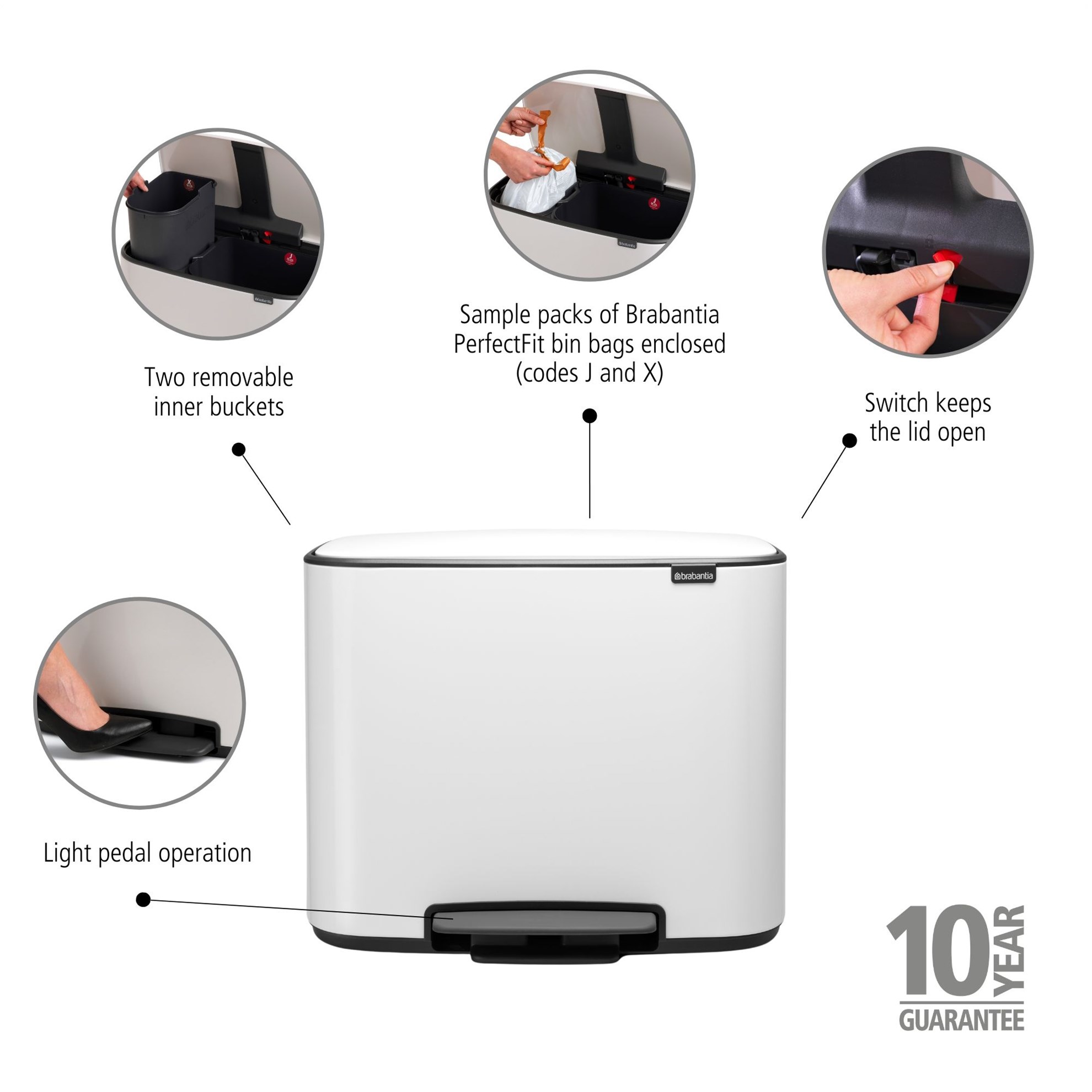 Pedálový odpadkový koš Brabantia BO 11l/23l bílý_8