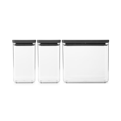 Sada plastových dóz Brabantia SQUARE-2x1,6l/1x3,5l SET/3ks tmavě šedé_7