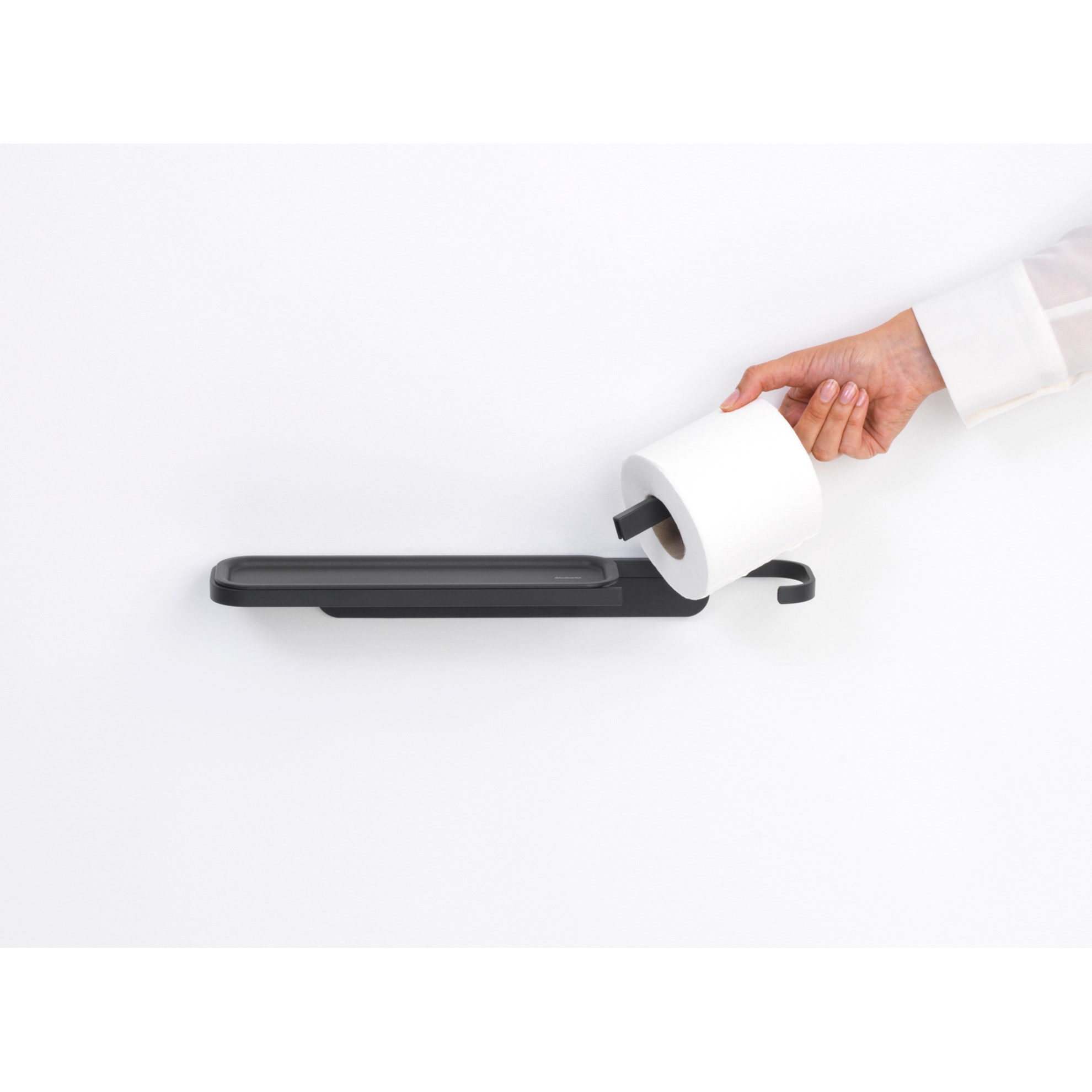 Držák toaletního papíru s poličkou Brabantia MINDSET D.42cm tmavě šedý_5