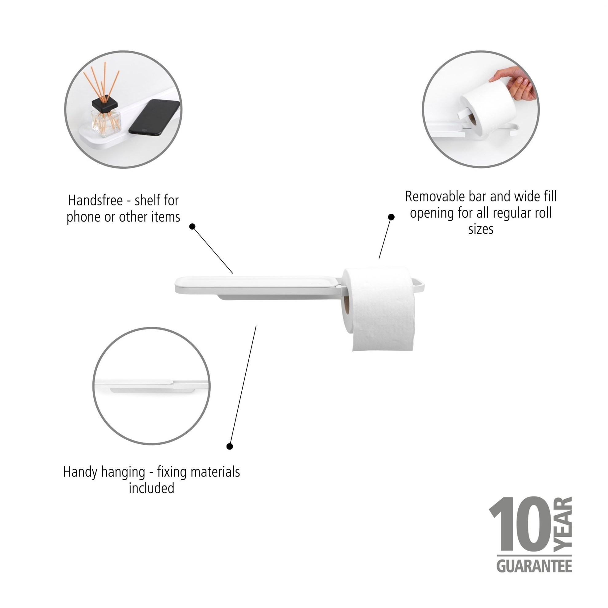 Držák toaletního papíru s poličkou Brabantia MINDSET D.42cm bílý_1