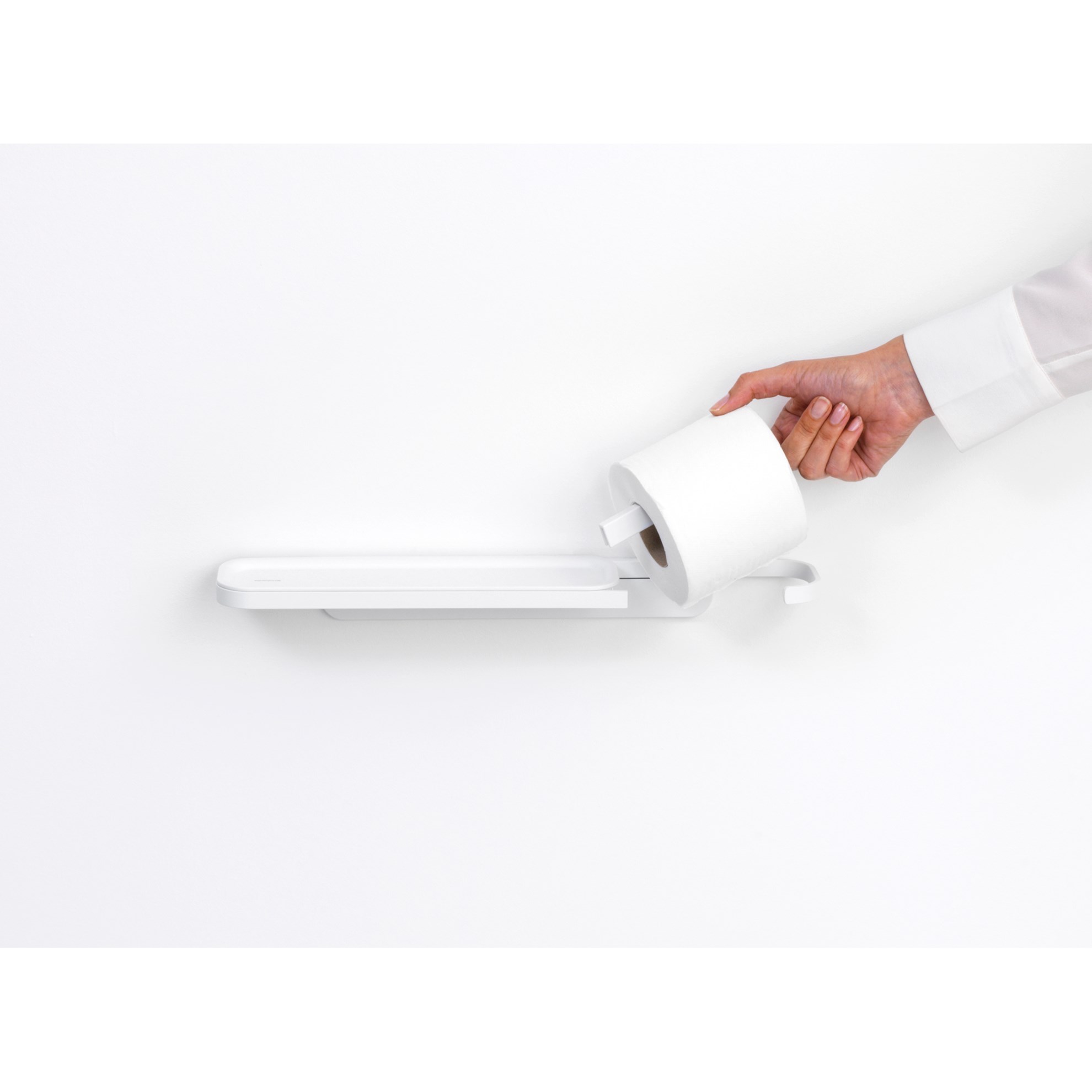 Držák toaletního papíru s poličkou Brabantia MINDSET D.42cm bílý_6