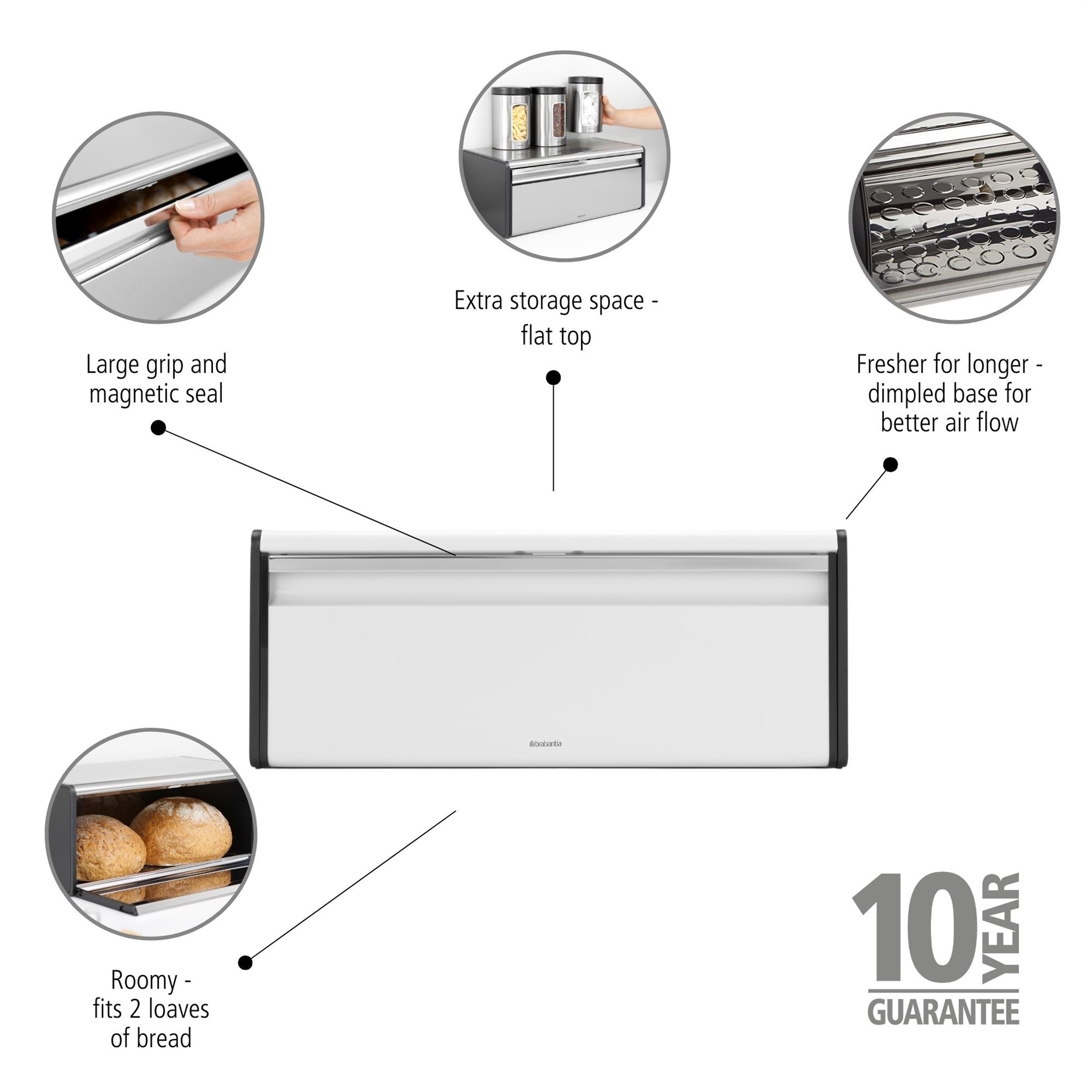 Chlebník Brabantia FALL FRONT 46x25cm bílý_7