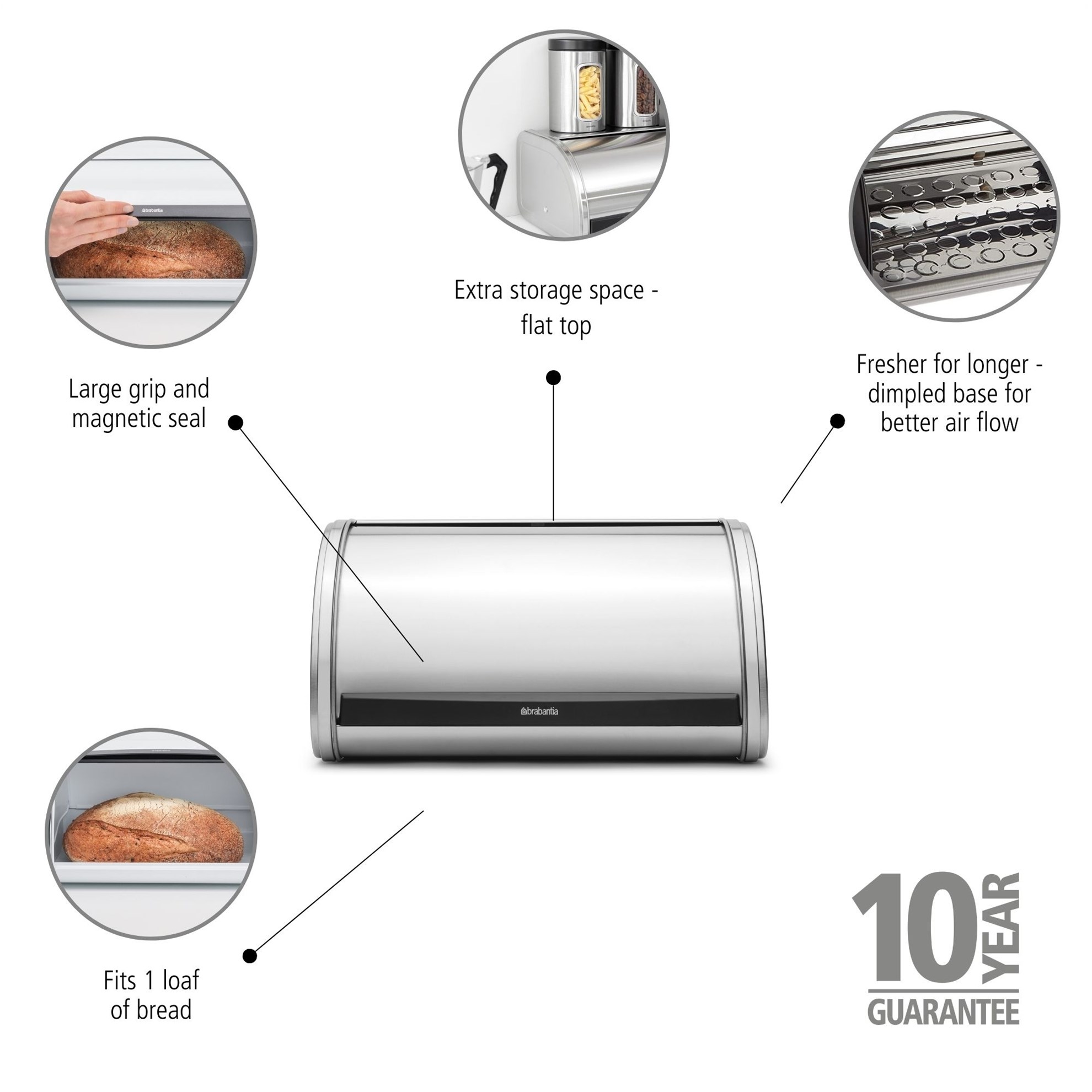 Chlebník Brabantia ROLL TOP 31,5x26,5cm matná nerez_5