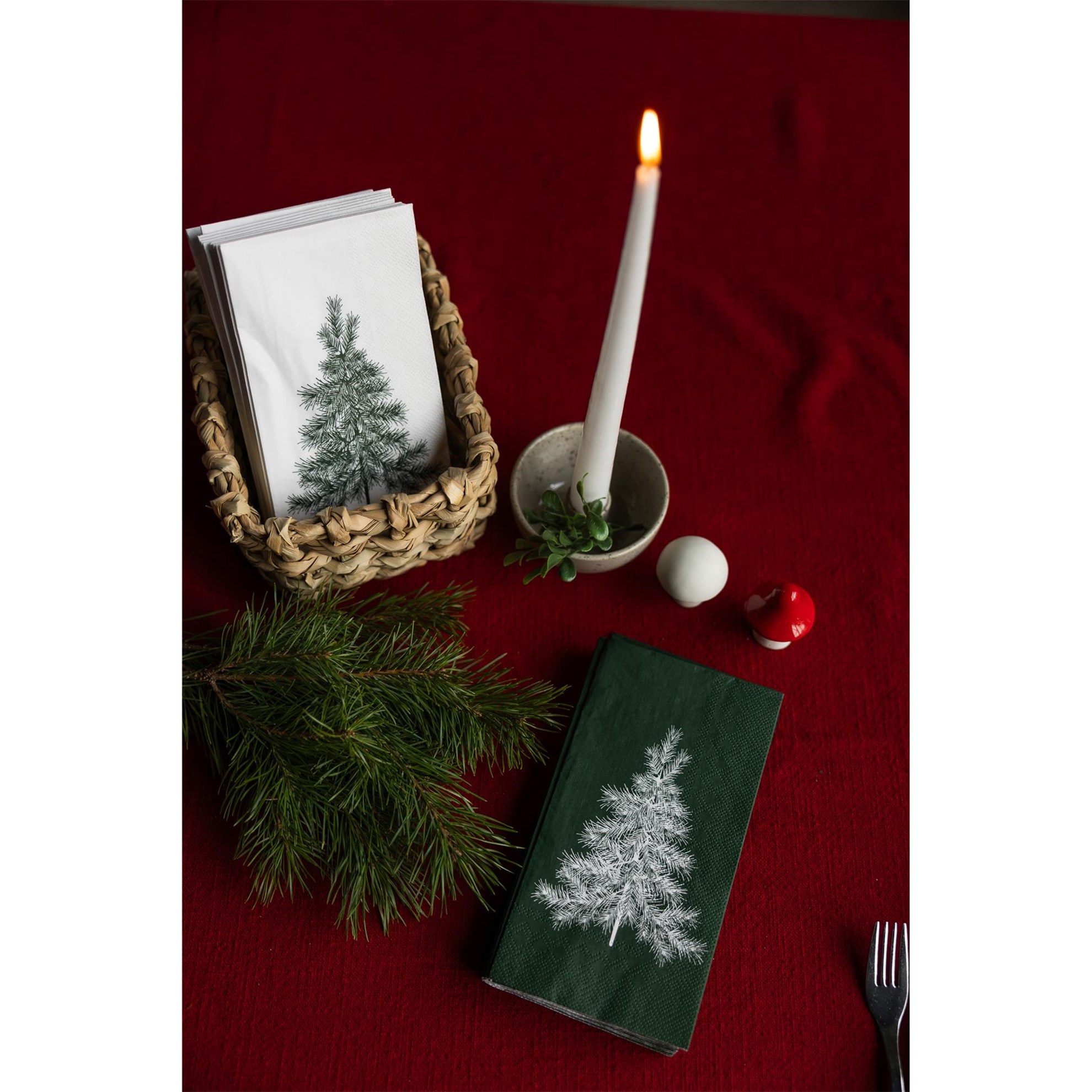 Papírové ubrousky JULGRAN 11x21cm 16ks zelené/dekor stromek_2