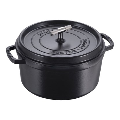 Hrnec STAUB BUSTER kulatý 28 cm černý 6,7l mosazné madlo_10