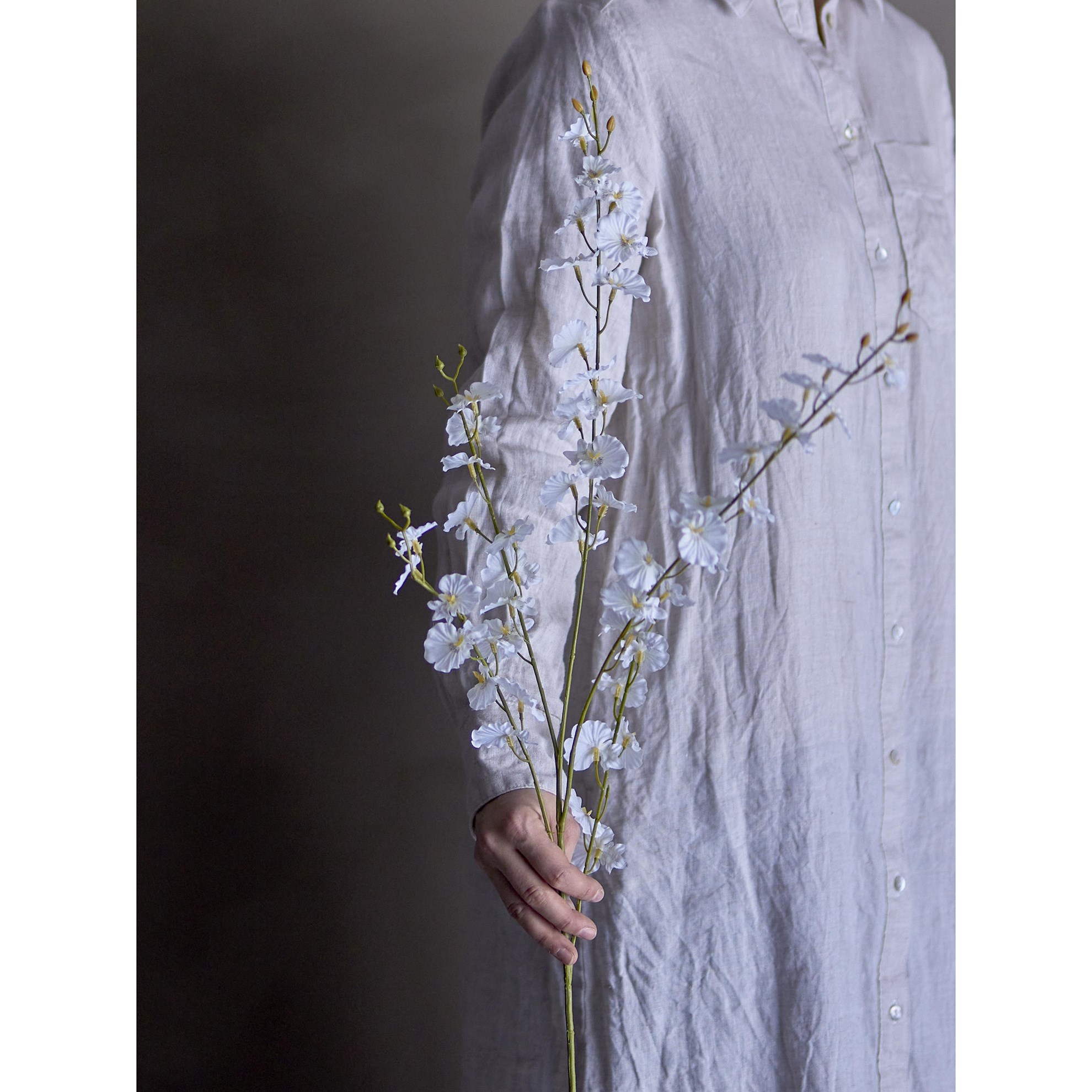 Umělá květina ORCHIDEJ V.91,5cm bílá_0