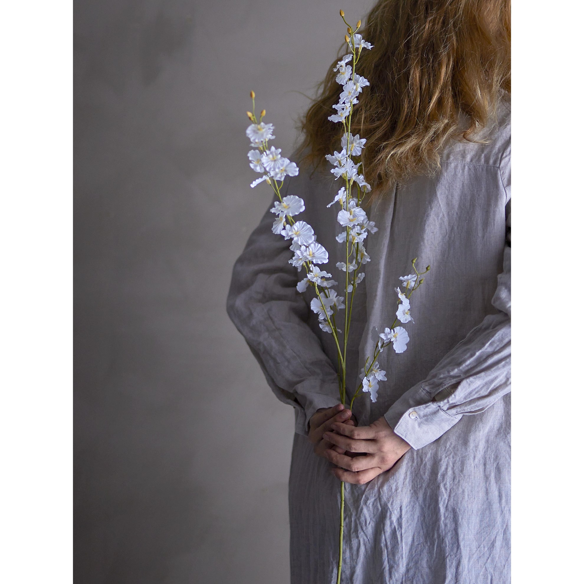 Umělá květina ORCHIDEJ V.91,5cm bílá_2