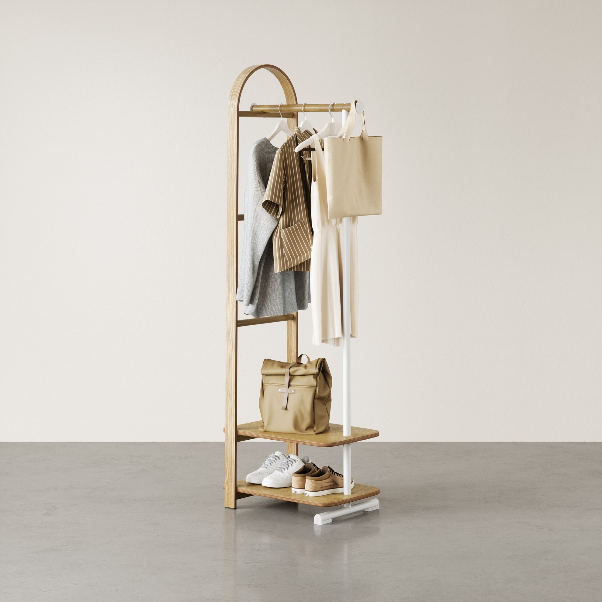 Stojan/věšák s policemi na oděvy Umbra BELLWOOD V.167cm přírodní_6