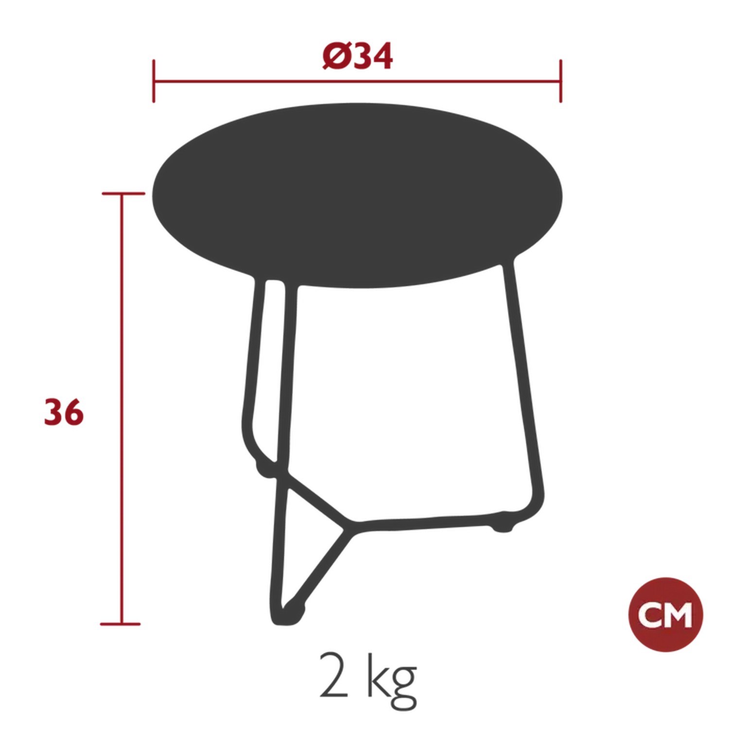 Odkládací stolek Fermob COCOTTE P.34cm - Chili_0