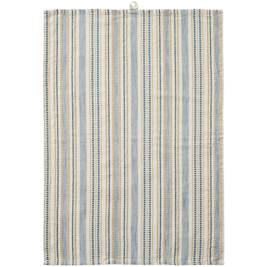 Kuchyňská utěrka Celine Ib Laursen 70x50 cm bílá s modro-béžovým tkaným vzorem_0