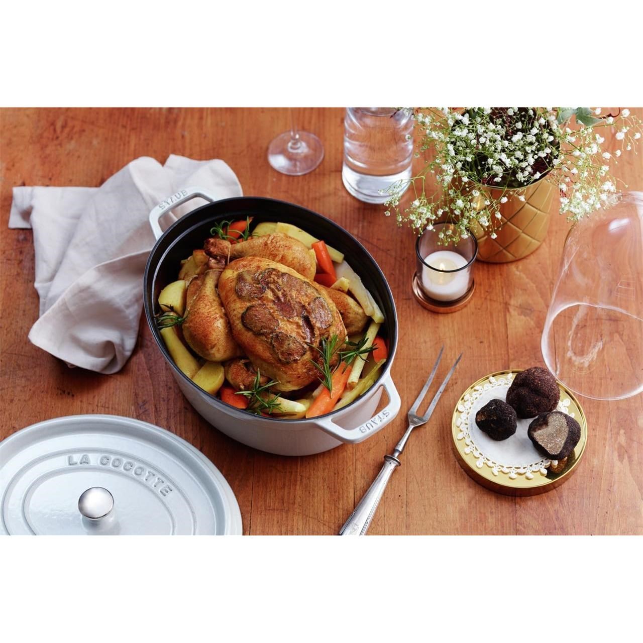 Hrnec STAUB  oválný 33cm bílý lanýž 6,7l_1