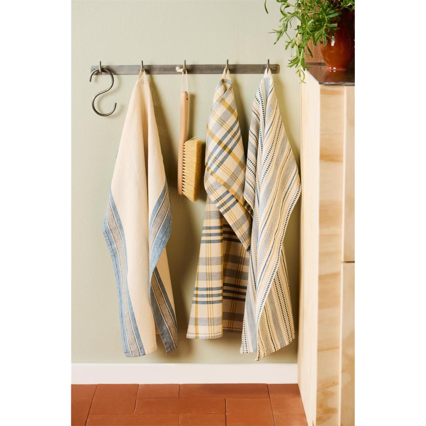 Kuchyňská utěrka Celine Ib Laursen 70x50 cm bílá s modro-béžovým tkaným vzorem_1