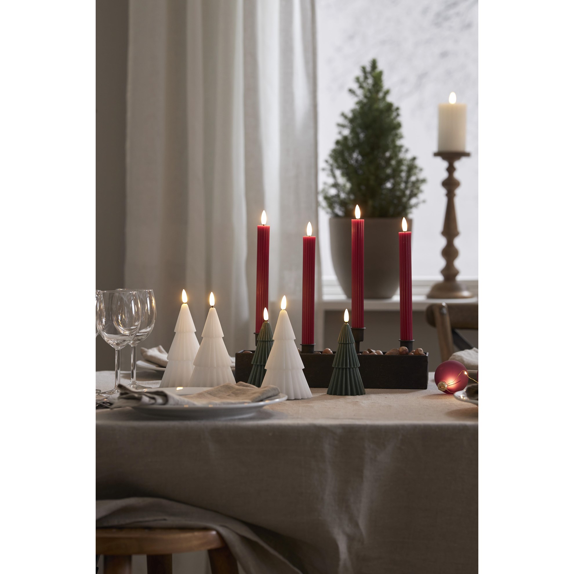 LED dekorační svíčka FLAMME STRIPE SET/2ks V.25cm červená_1