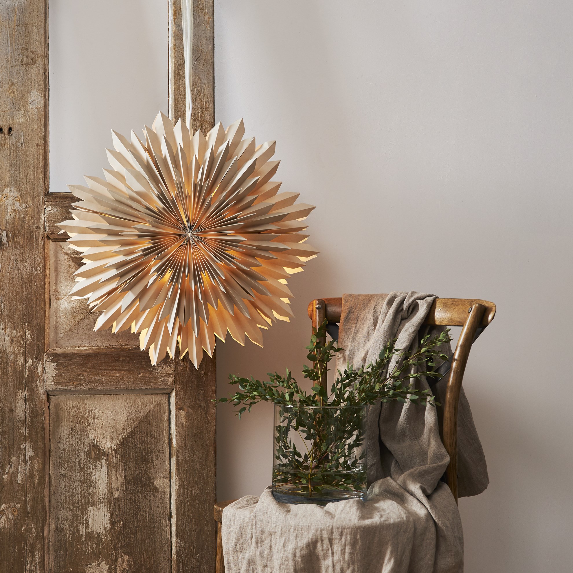 Béžová papírová hvězda z třívrstvého papíru, P.50cm_0