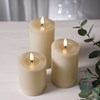 LED parafínová svíčka FLAMME 7,5x10 cm, s časovačem, béžová_0