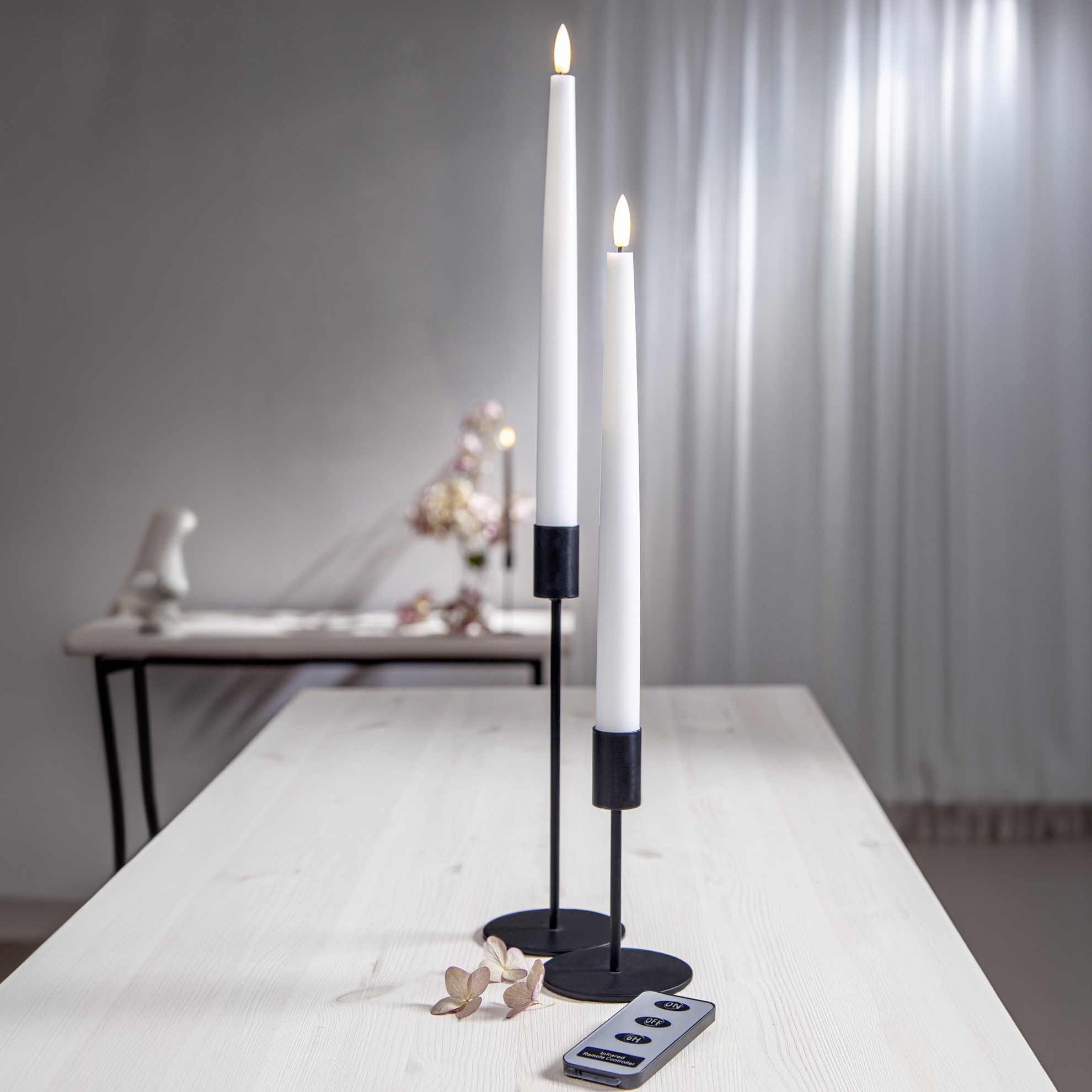 2x LED dlouhá svíčka FLAMME s dálkovým ovládání, 28,5cm, bílá_0