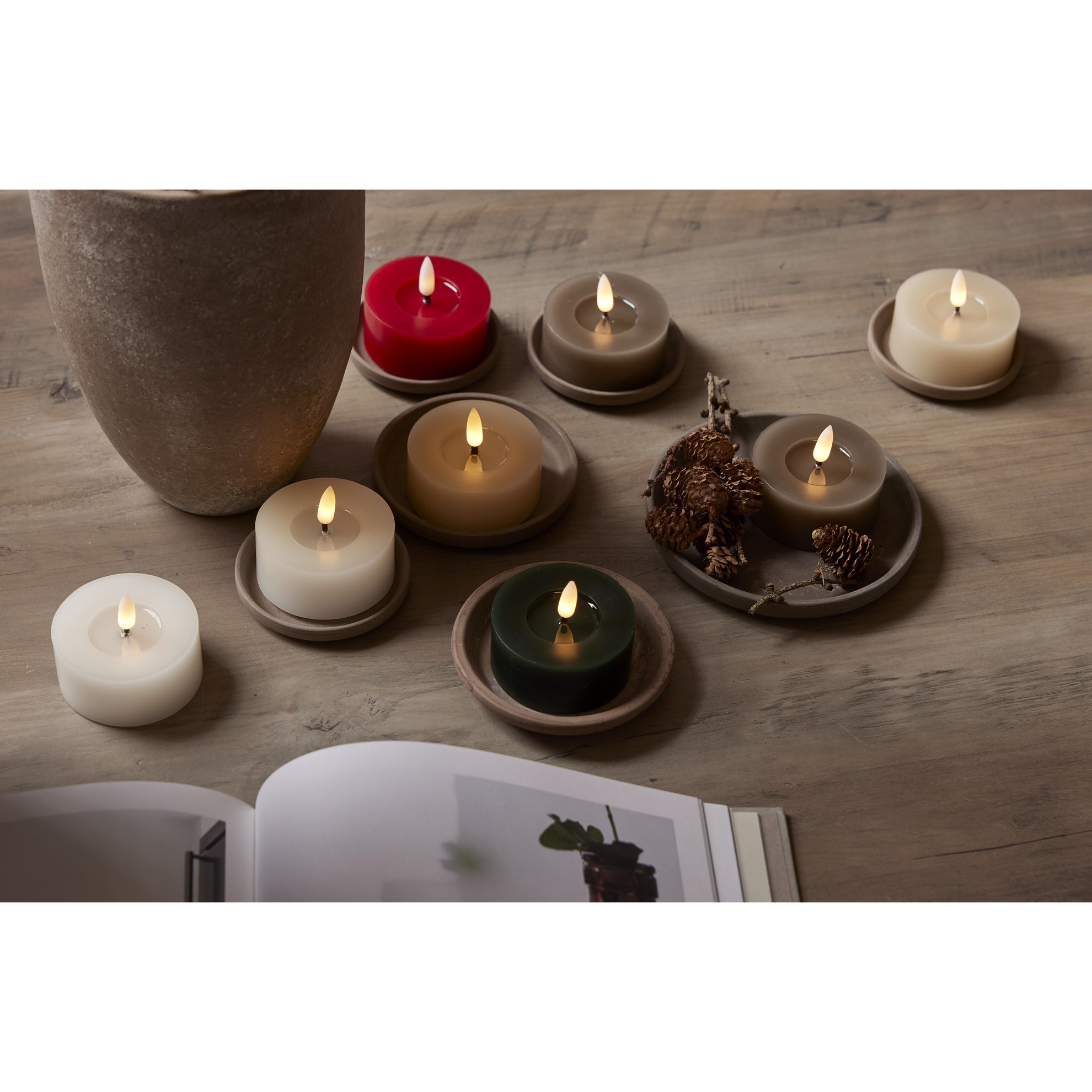 LED větší čajová svíčka FLAMME SET/2ks béžová_2