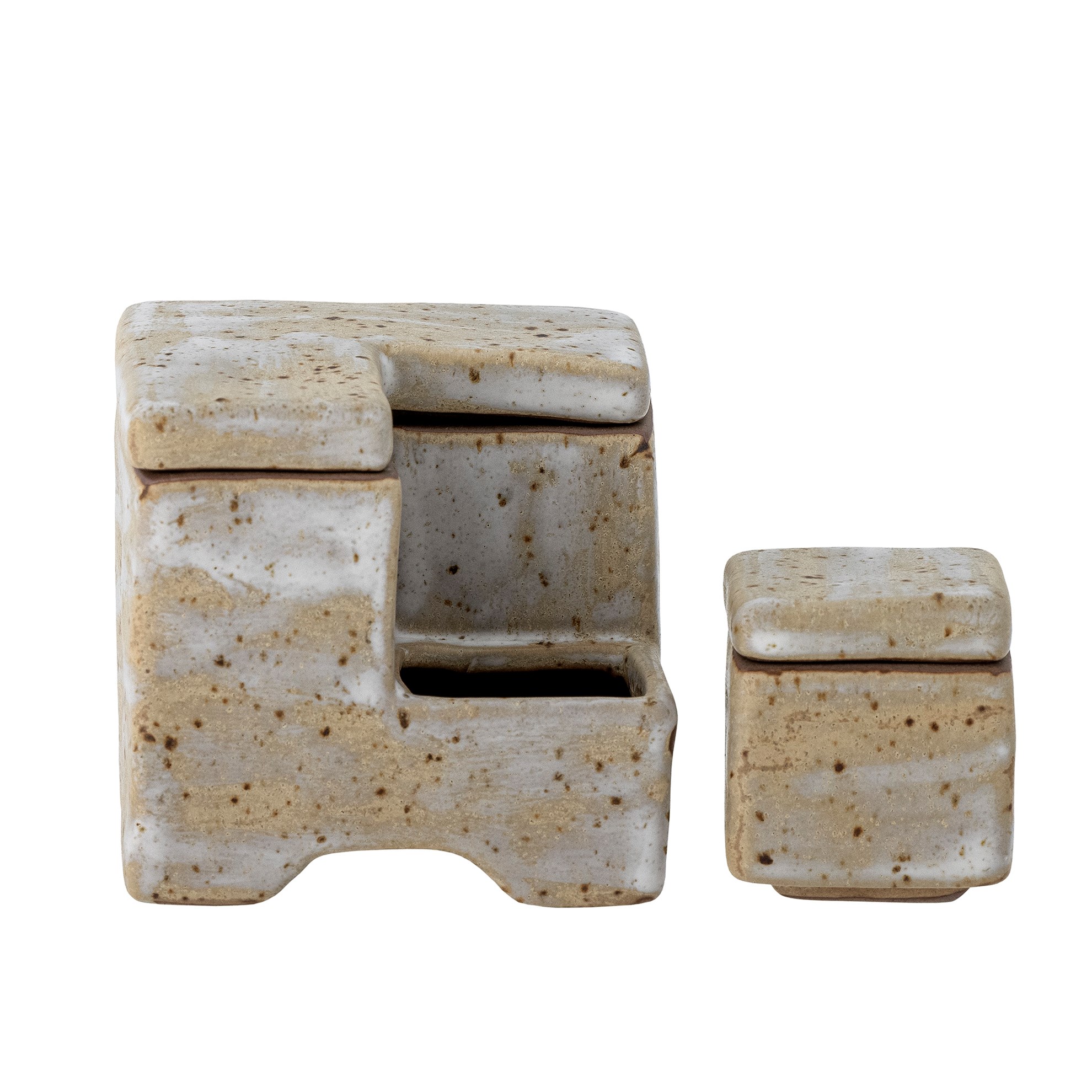 Dekorační kameninové mini boxy Madox 8x8 cm šedé_2