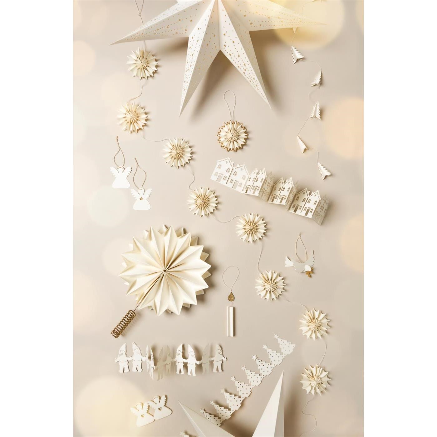 Papírová vločka na zavěšení Ib Laursen Stella P.9 cm bílo-zlatá_1