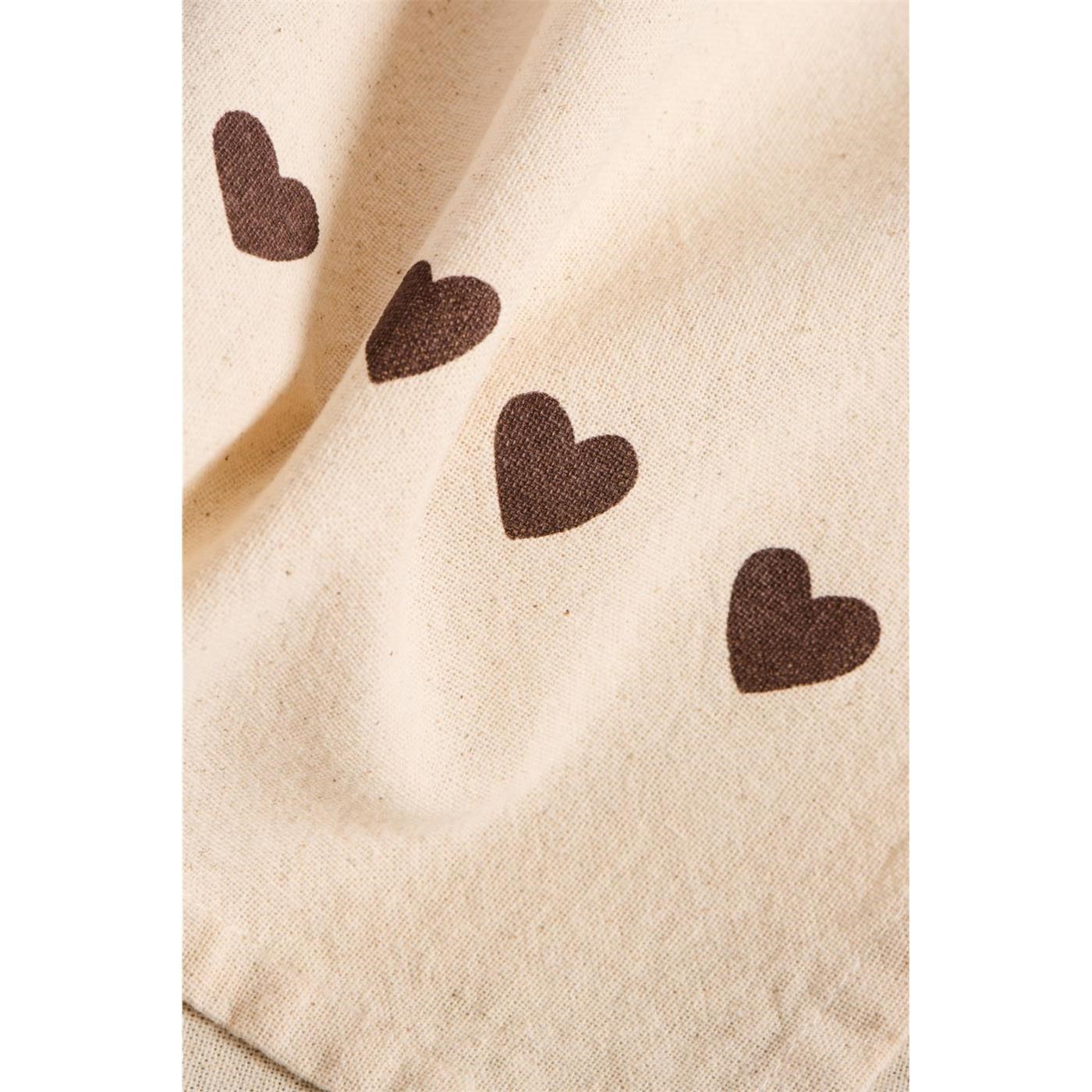 Kuchyňská utěrka Johanne Ib Laursen 70x50 cm přírodní s hnědými srdíčky_1