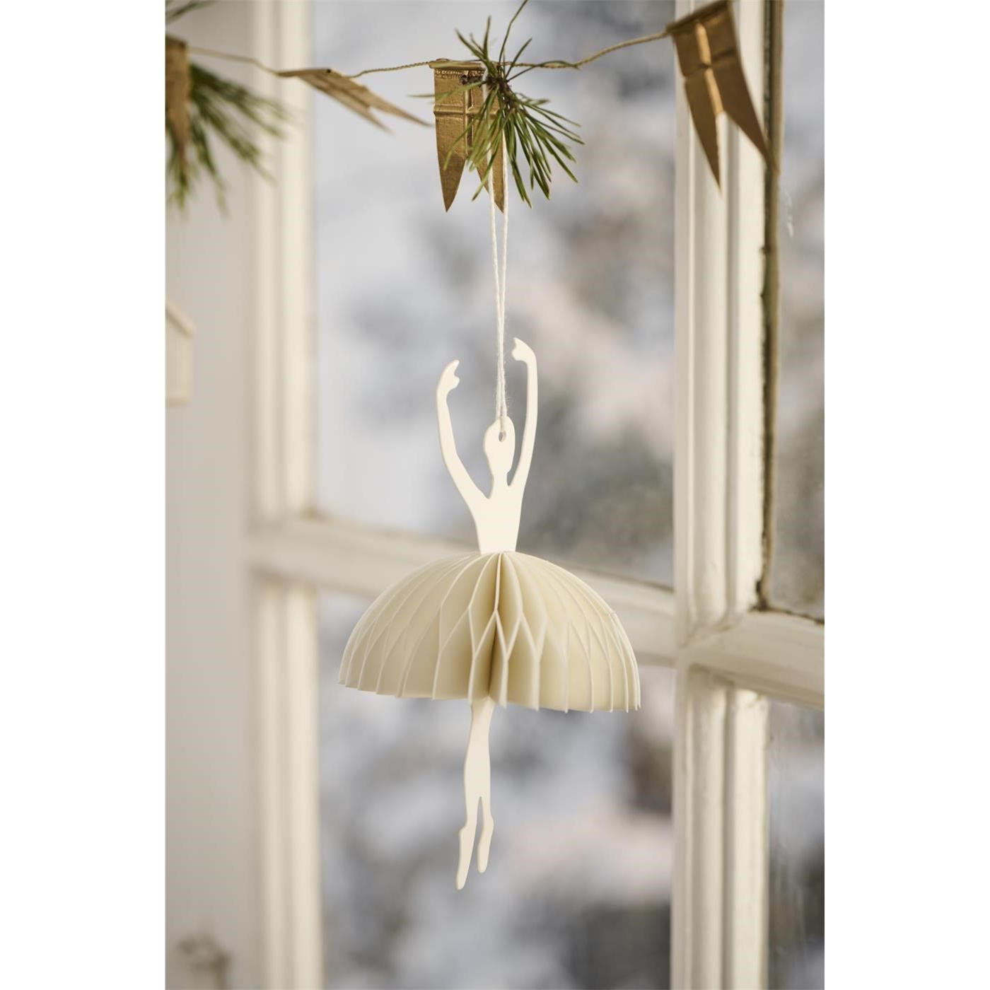 Papírová vánoční ozdoba baletka Ib Laursen V.14 cm bílá_0