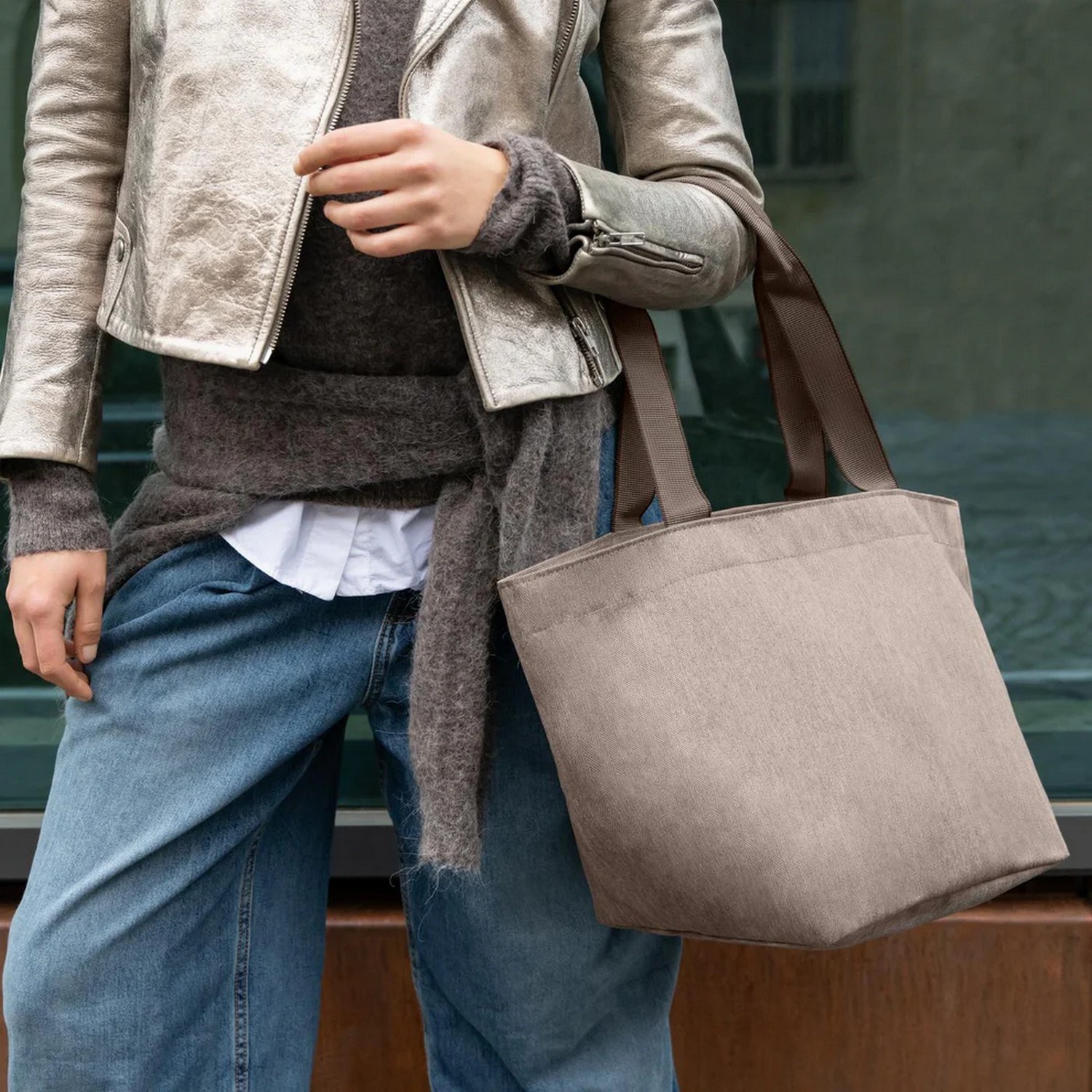 Taška přes rameno Reisenthel Shopper M herringbone mokka_1