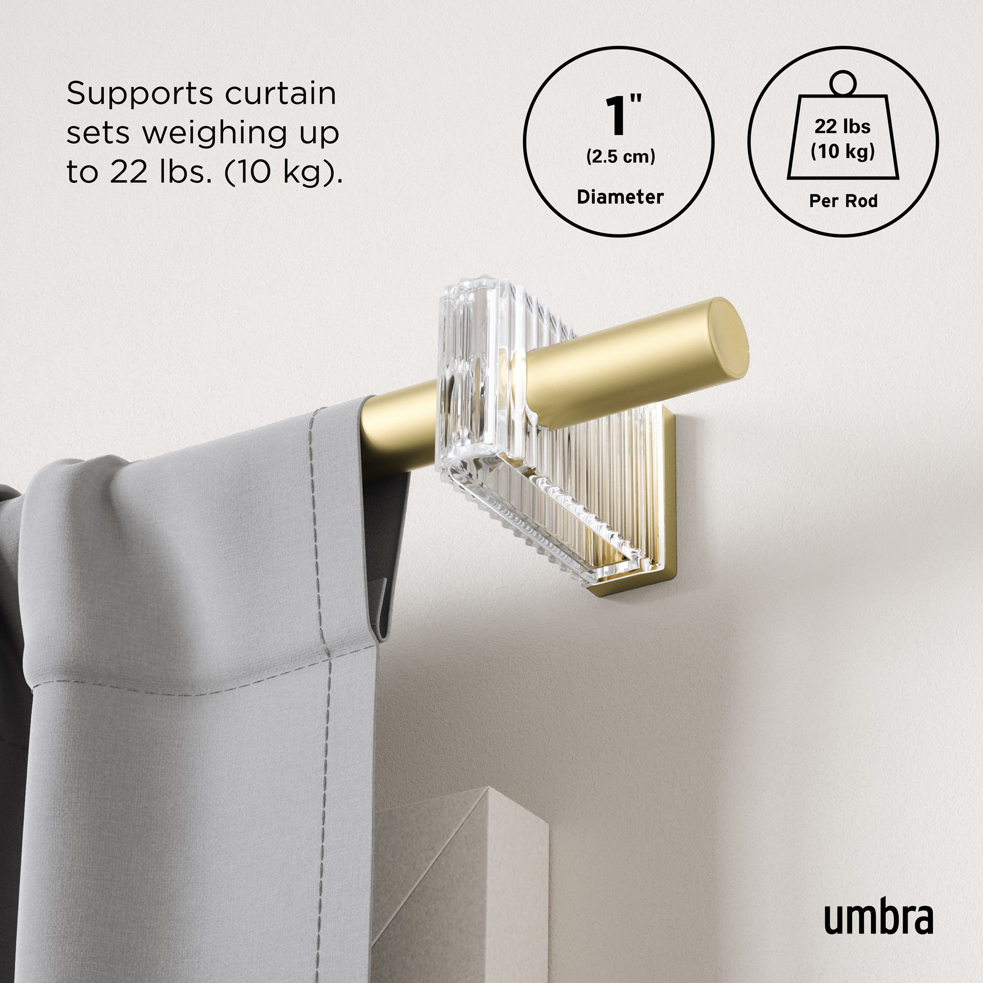 Rozšířitelná garnýž Umbra FLUTE D.107-305cm zlatá_2