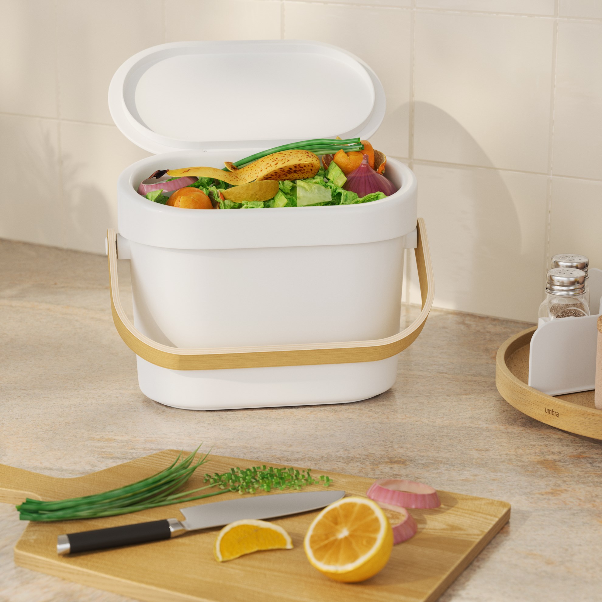 Kompostovací koš Umbra BELLWOOD bílý/přírodní_6