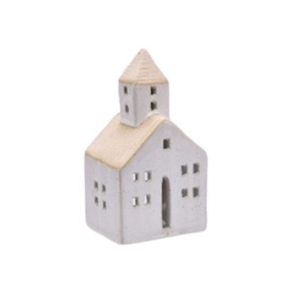 Svícen v dekoru domečku V.13,3cm bílý_0