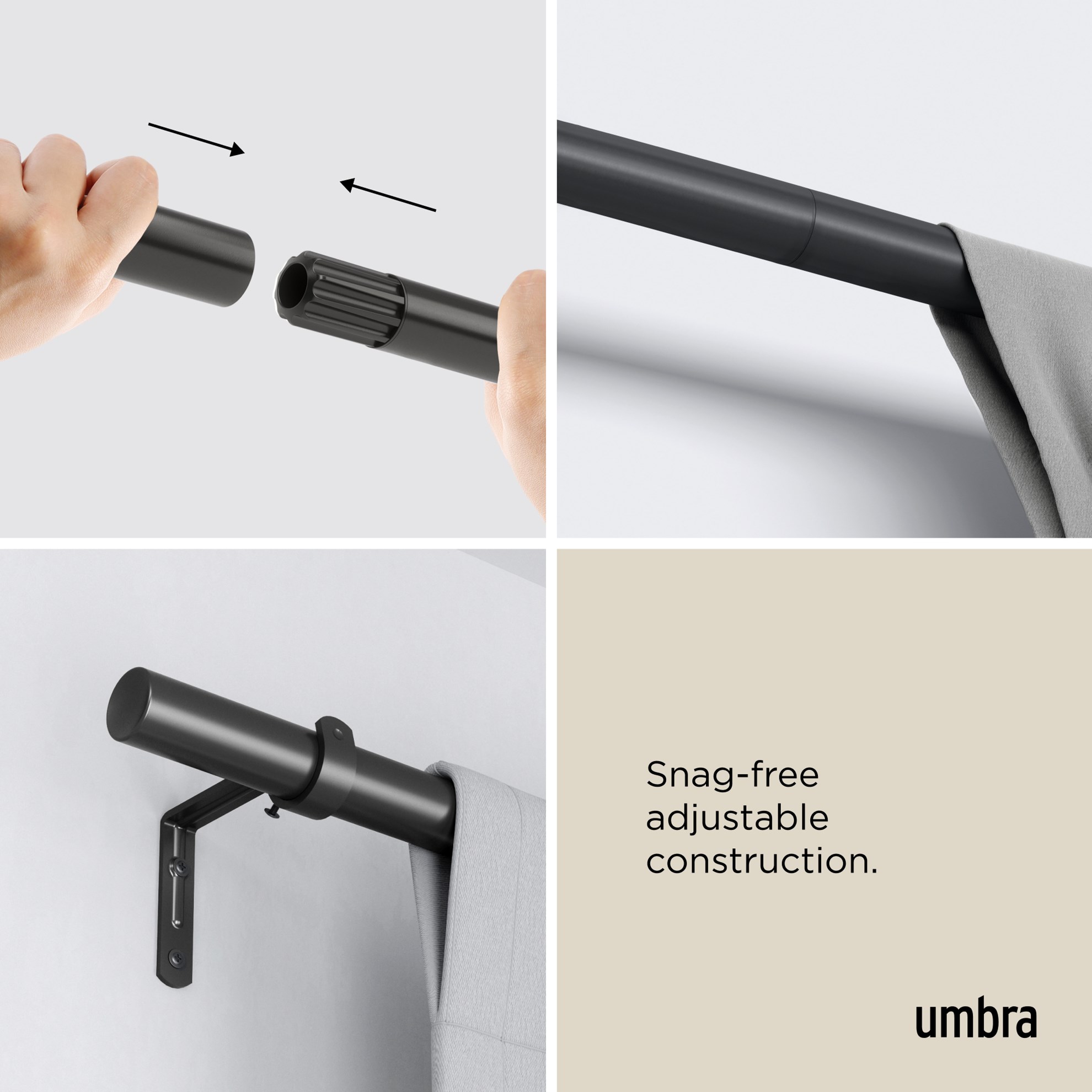 Rozšířitelná garnýž Umbra ZEN 61-142cm černá matná_0