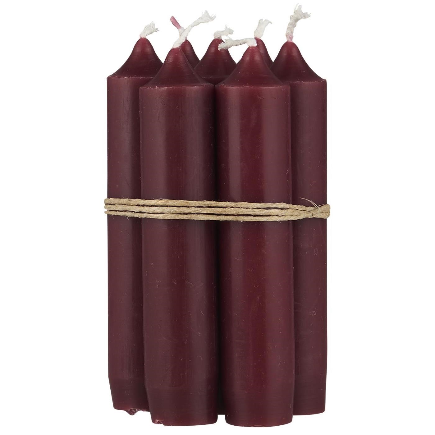 Krátká máčená svíčka P.2,2xV.11cm vínová_0