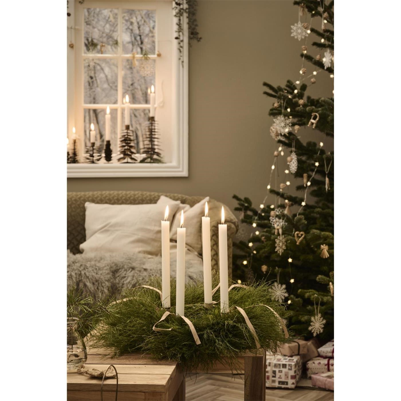 4x stearinová adventní svíčka Ib Laursen s čísly 1-4 bílá_4