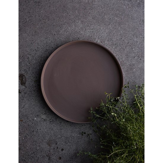 Stylový keramický talíř/podnos GRIMSHULT P.28 cm hnědý_0