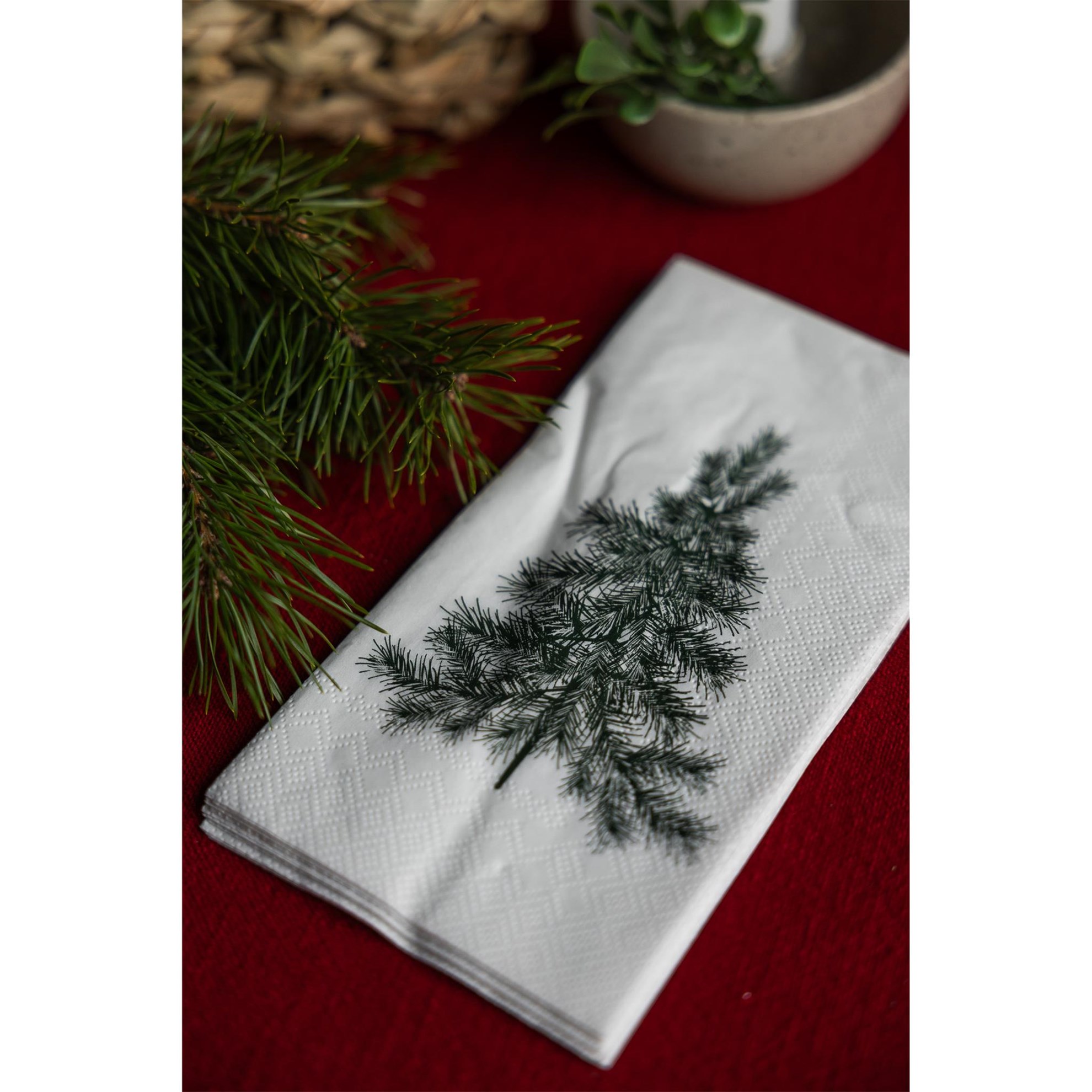 Papírové ubrousky JULGRAN 11x21cm 16ks bílé/dekor větvičky_1