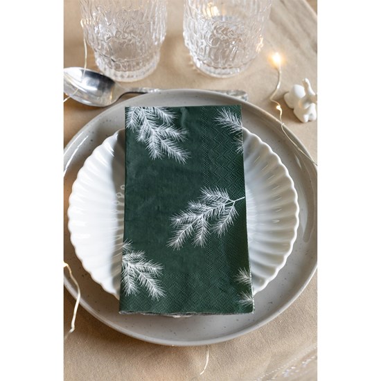 Papírové ubrousky VINTERGRAN 11x21cm 16ks zelené/dekor větvičky_0