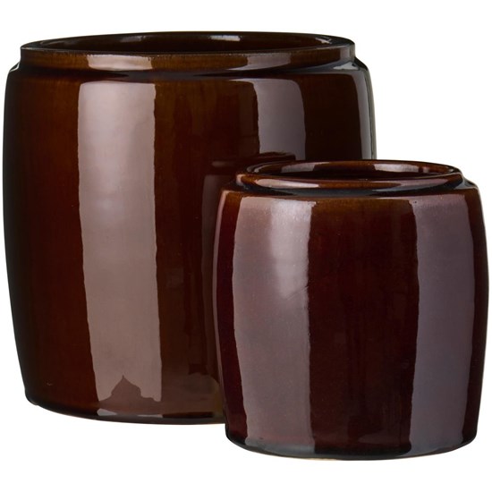 Sada 2 válcových květináčů Ib Laursen v tmavě hnědé barvě_0