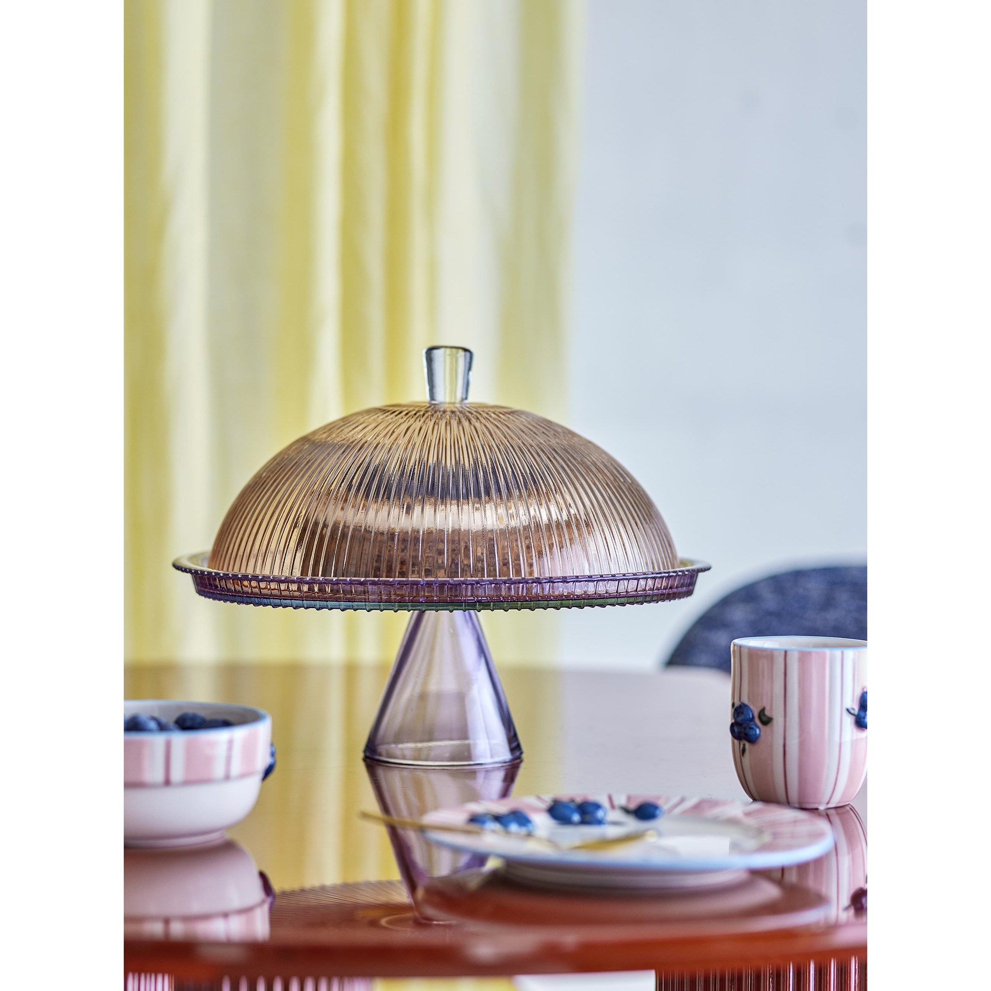 Skleněný podnos na dort s poklopem TAYO P.32 cm vícebarevný_0