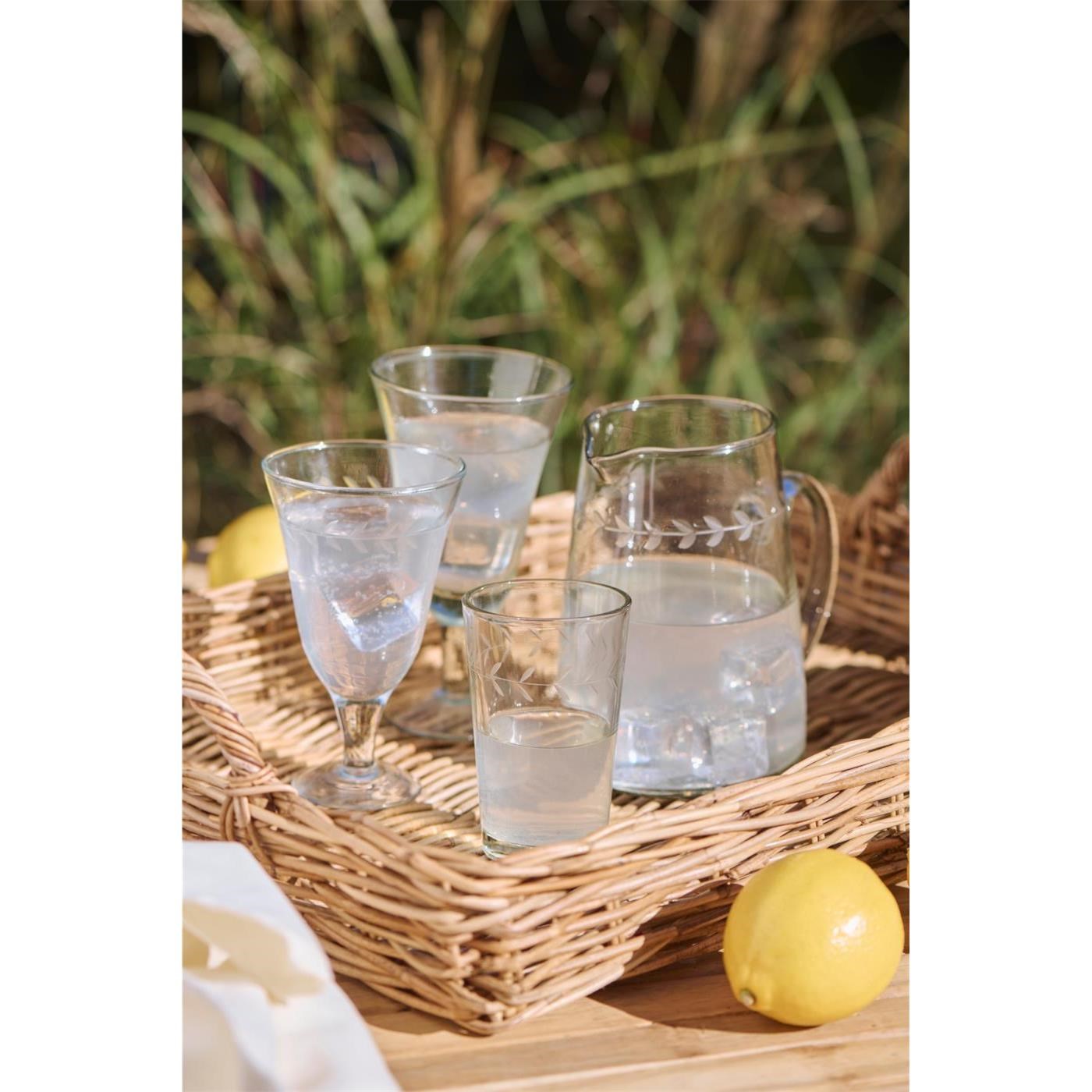 Skleněný džbánek s uchem s drobnými lístky 800 ml_1