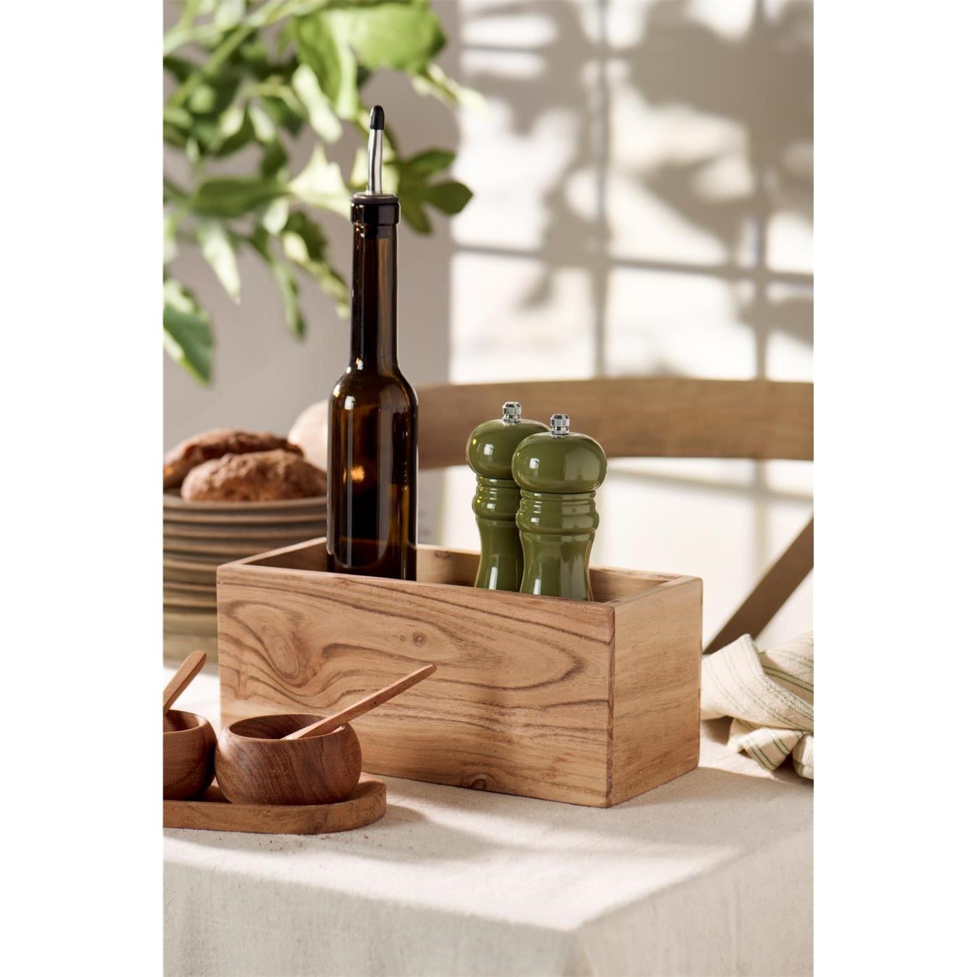 Sada dřevěných lakovaných mlýnků na sůl a pepř Ib Laursen V.21,5 cm olivově zelená_0
