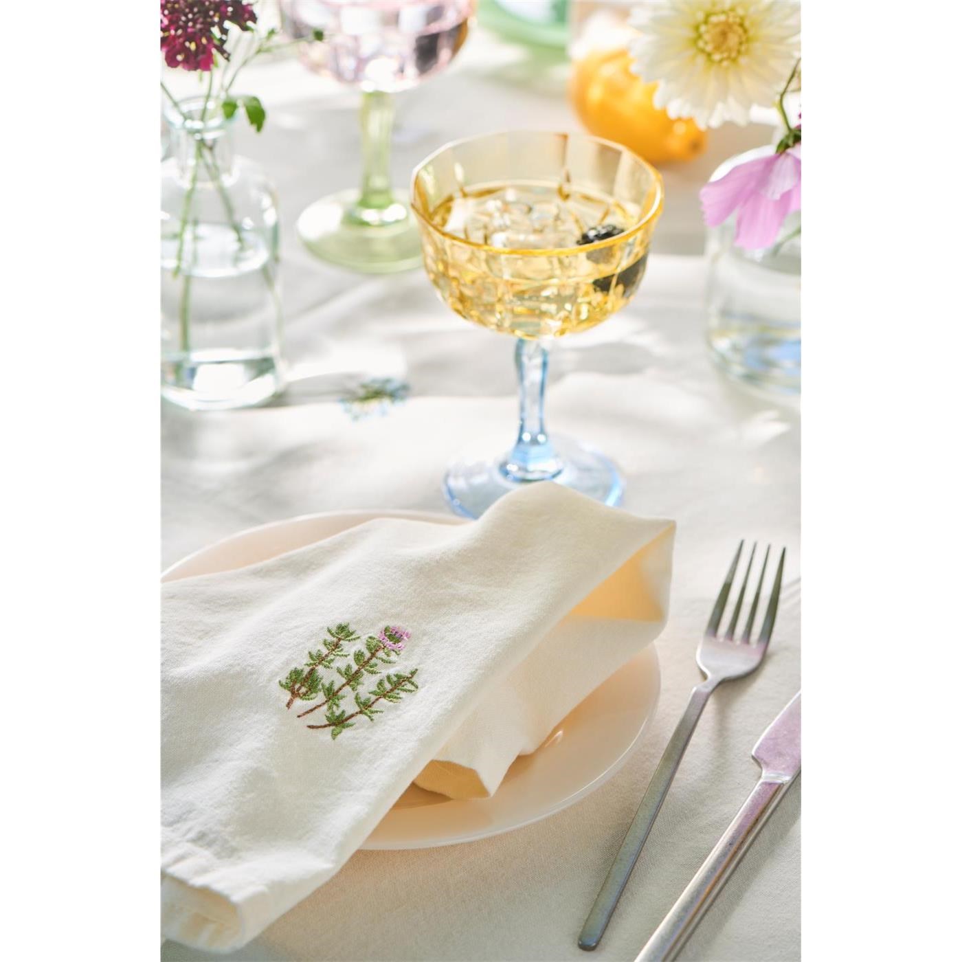 Bavlněný ubrousek s výšivkou tymiánu Ib Laursen 40x40 cm_0